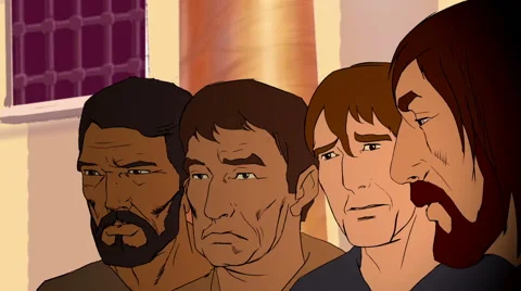 Cartoons Four Men Talking Stock Footage 45948818