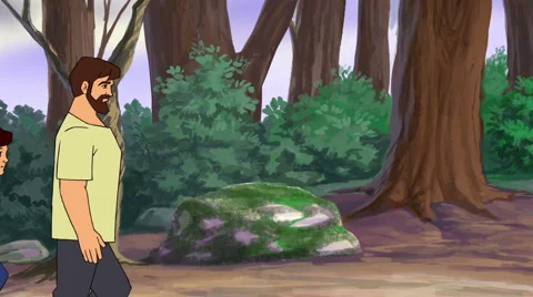 Cartoons Man in The Forest Stock Footage 45948815