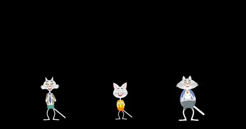 Cartoons Three Cats Dancing Video, Black background, part 02 Stock Footage 274735962