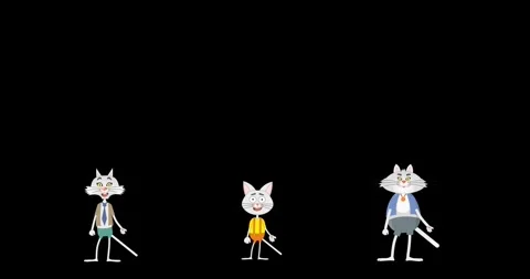 Cartoons Three Cats Dancing Video, Black background, part 03 Stock Footage 274735968