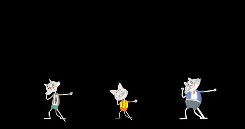 Cartoons Three Cats Dancing Video,Black background, part 01 Stock Footage 274735927