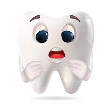 A cartoonstyle tooth featuring a surprised expression on its face Stock Illustration