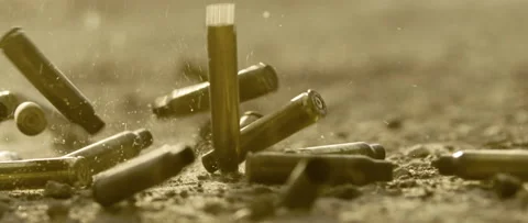 Cartridge cases fall to the ground 库存影片 168537653