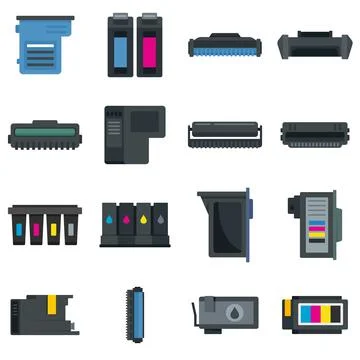 Cartridge icons set flat vector isolated Stockillustratie