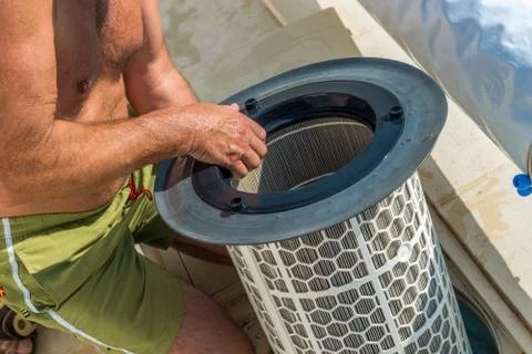 Cartridge pool filter Stock Photos