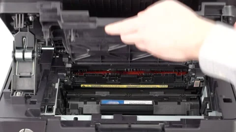 Cartridge replacement in laser printer Stock Footage 60233086