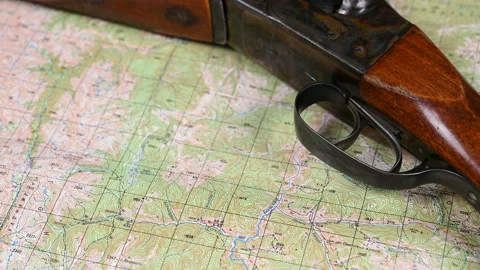 Cartridges on the map Stock Footage 126681993