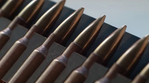 Cartridges for rifles, macro Stock Footage 69119548