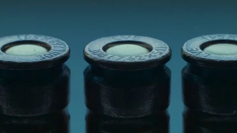Cartridges of small caliber, close-up Stock Footage 69119549