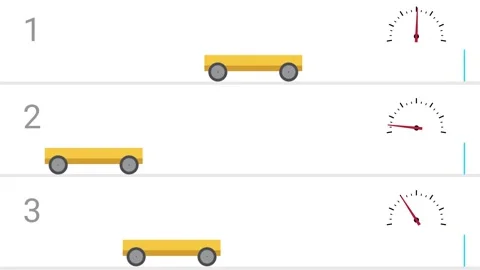 Carts move with decreasing speed (1), with acceleration (2) and with constant 库存影片 166693968