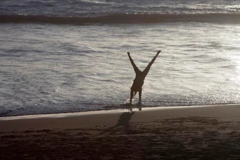 Cartwheels on the Beach Foto stock