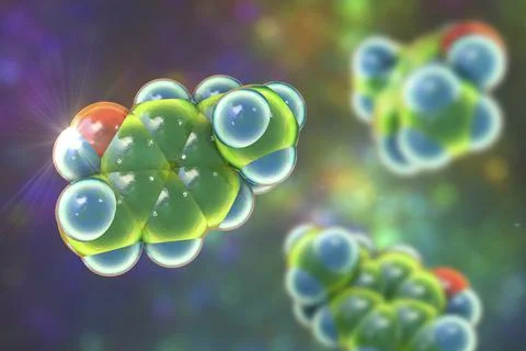 Carvacrol molecule, 3D illustration Stock Illustration