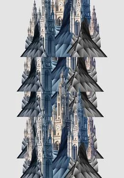 Carved architectural elements pattern on light plain background Ilustración de archivo