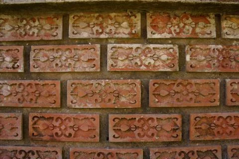 Carved Brick Wall Foto stock