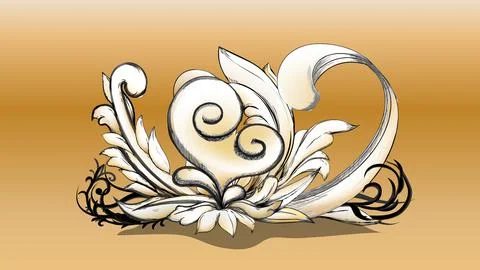 Carved elegant botanical textured vector ornament Stockillustratie