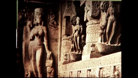 Carved Figures in Temple Stock Footage 277976354