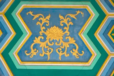 Carved flora patterns on wall Stock Photos