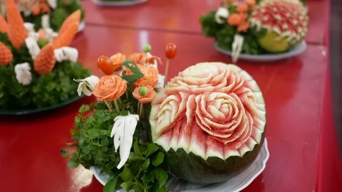 Carved fruit Stock Footage 94286738