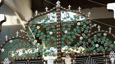 Carved gates in India Stock Footage 124689880