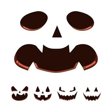 Carved halloween pumpkin faces vector illustration collection Illustrazione stock