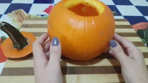 Carved Halloween Pumpkin 動画素材 153844257