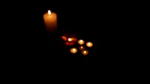 Carved Halloween pumpkins inside a burning fire. Black background Stock Footage 116153029