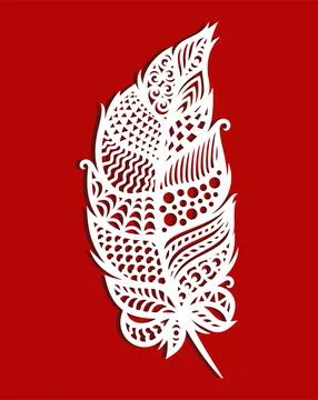 Carved lace feather.  Stock Illustration