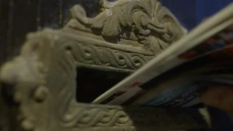 Carved mailbox with magazines Stock Footage 270155378
