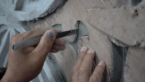 Carved plaster walls. Stock Footage 89266778
