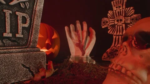 Carved pumpkin, jack o lantern, halloween theme, halloween decorations 库存影片 219661558
