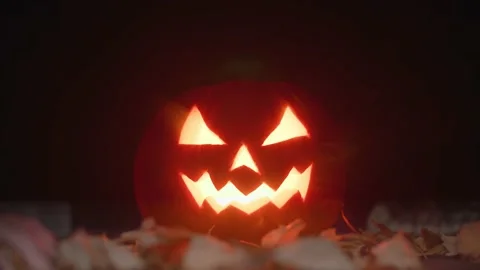 Carved pumpkin, jack o lantern, halloween theme, halloween decorations 库存影片 219661625