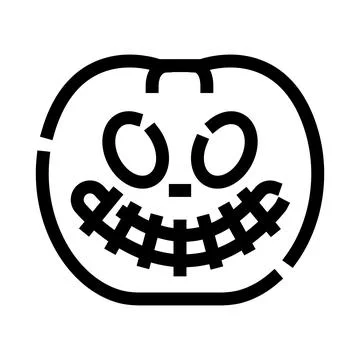 Carved pumpkin jack o lantern icon marking autumn holiday Stock Illustration