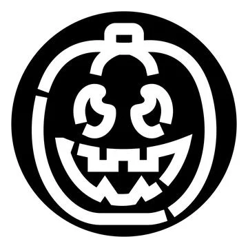 Carved pumpkin jack o' lantern icon for halloween celebration Stock Illustration
