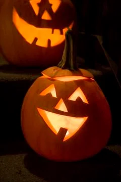Carved pumpkins Stock Photos