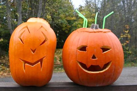 Carved pumpkins 스톡 사진