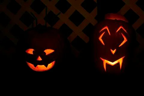 Carved pumpkins Stock Photos