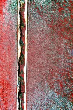 Carved stone surface with deep groove. furrow on stone surface. Changed color Stock Photos