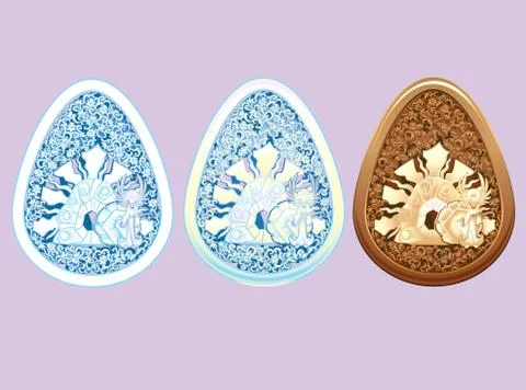 Carved Style Easter Egg Resurrection Set Illustrazione stock