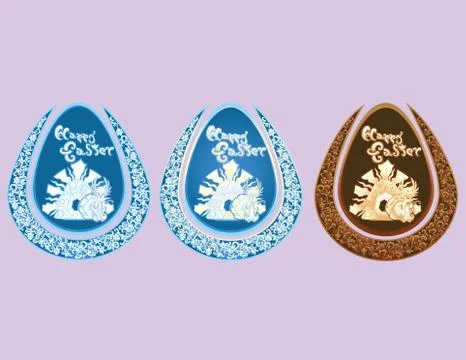 Carved Style Easter Egg Resurrection Set Illustrazione stock