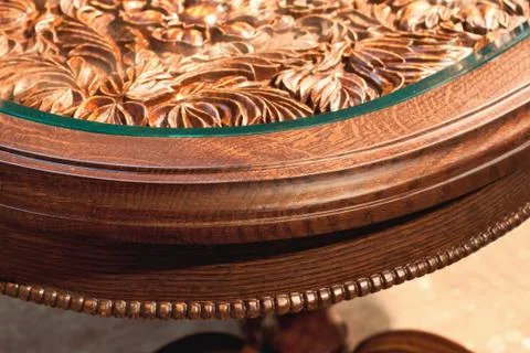 Carved table of handwork Stock Photos