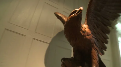 Carved wooden eagle inside museum Stock Footage 32030135