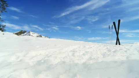 Carver Skis & Poles Stock Footage