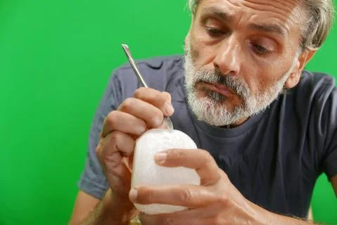 Carving alabaster stone Stock Photos