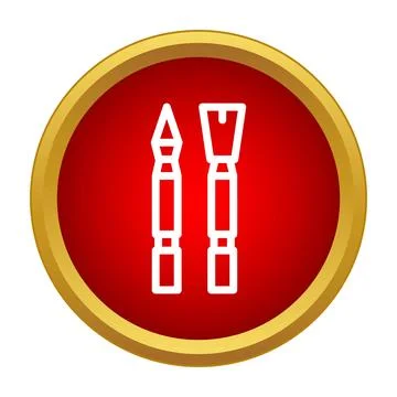 Carving and sculpting tool icon in red circle Stock Illustration