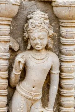 Carving of an Apsara at Abhaneri Stock Photos