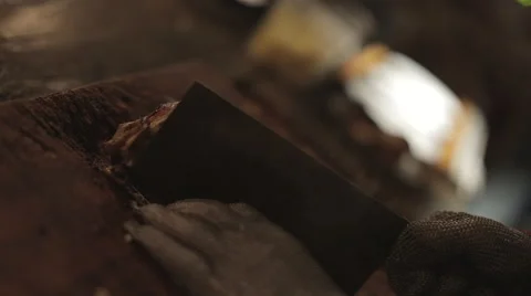 Carving BBQ Chicken Stock Footage 68978164