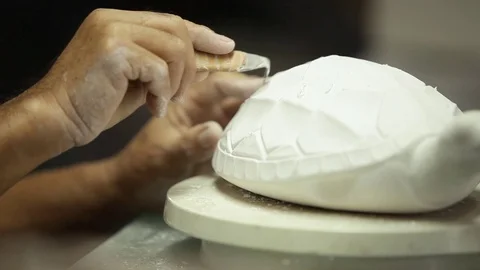 Carving clay for make earthenware. Stock Footage 76505932