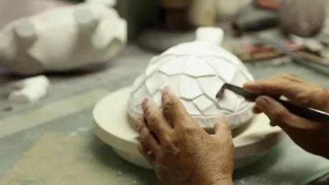 Carving clay for make earthenware. Stock Footage 76506008