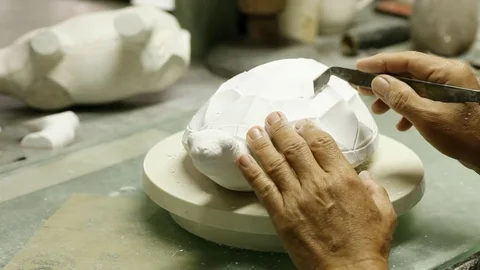 Carving clay for make earthenware. Stock Footage 76506911