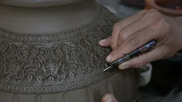 Carving clay for make earthenware. Stock Footage 85922582